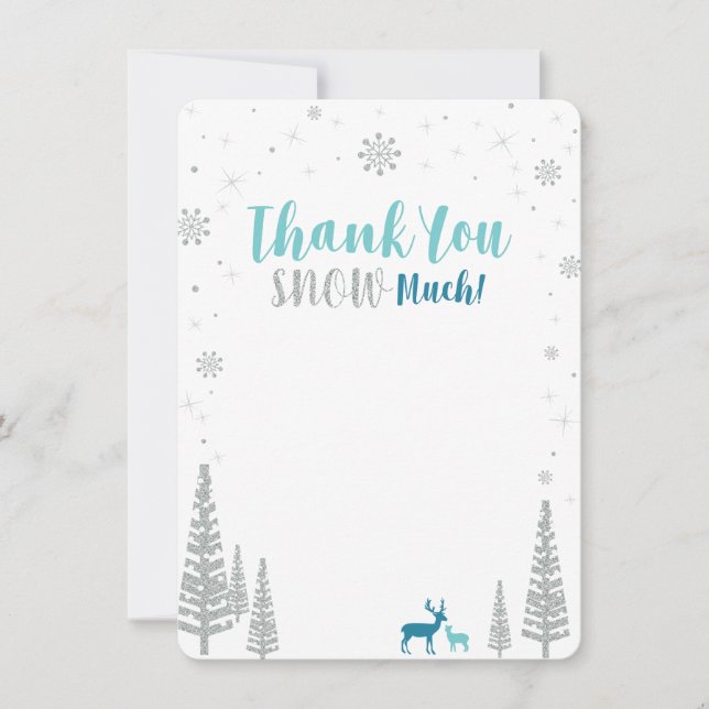 Mint, Teal & Silver Winter wonderland Tack Anteckningskort (Framsida)