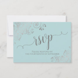 Mint Teal Snöre Elegant Calligraphy Bröllop OSA Kort