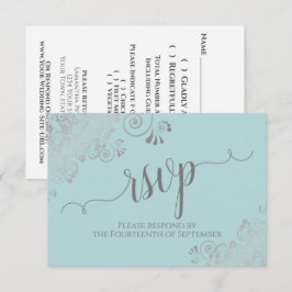 Mint Teal Snöre Elegant Calligraphy Bröllop OSA Kort