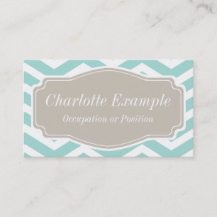 Mint Teal White Tan Chevron Personal Visitkort