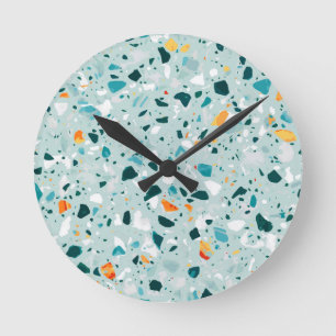 Mint Terrazzo Rund Klocka