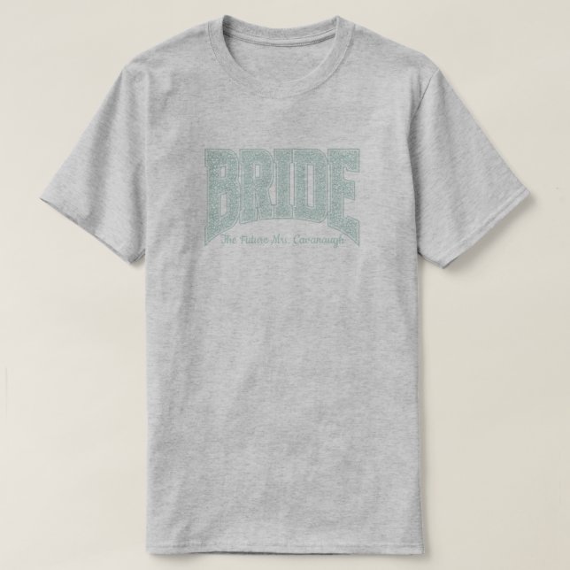 Mint Tiny Floral BRUD Engagement  T Shirt (Design framsida)