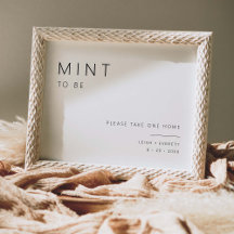 Mint to be bröllop Favors Minimal Bord-teckendekor