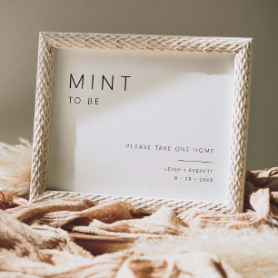 Mint to be bröllop Favors Minimal Bord-teckendekor Poster