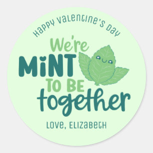 Mint to be Lung Pun Cute Valentine Day Runt Klistermärke