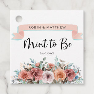 Mint to Be, Peach, , Mint Blommigt Bröllop Gåvor Etiketter