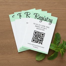 Mint to Be QR Code Wedding Registry Bridal Shower Tilläggskort