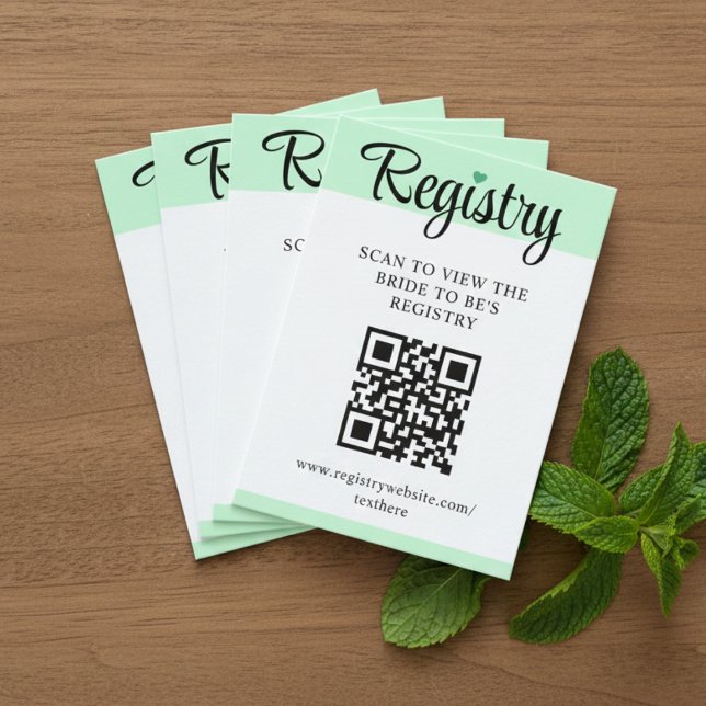 Mint to Be QR-kod Bröllopspresentregistrering Bröl Tilläggskort (Mint to Be QR Code Wedding Registry Bridal Shower Enclosure Card
)