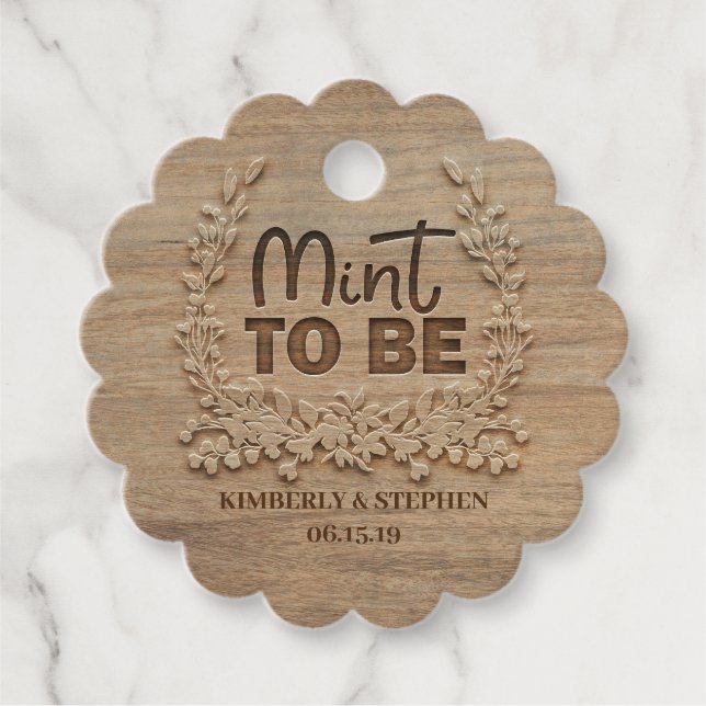 Mint to be Rustic Bröllop Gåvor Etiketter (Framsida)
