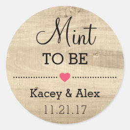 Mint to be Stickers Rustic Wood Wedding Favands Runt Klistermärke