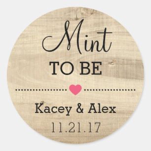 Mint to be Stickers Rustic Wood Wedding Favands Runt Klistermärke