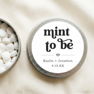 "Mint to Be" TicTac Mint Tuggummi Bröllopspresent Runt Klistermärke