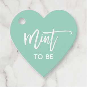 Mint to Be with White Push Script Bröllop Gåvor Etiketter