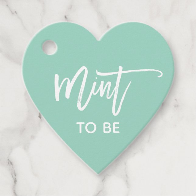 Mint to Be with White Push Script Bröllop Gåvor Etiketter (Framsida)