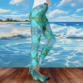 Mint Turcos Abstrakt Geometric Mönster Legging