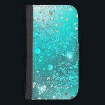 Mint Turcos Foil Background Galaxy S4 Plånbok<br><div class="desc">Abstraktens bakgrund av turkos,  smulat,  texturerad folie.</div>