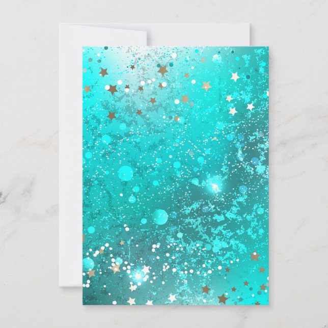 Mint Turcos Foil Background Inbjudningar (Framsida)