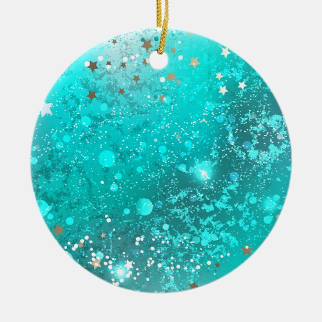 Mint Turcos Foil Background Julgransprydnad Keramik (Framsidan)