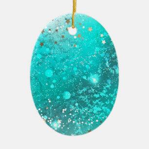 Mint Turcos Foil Background Julgransprydnad Keramik