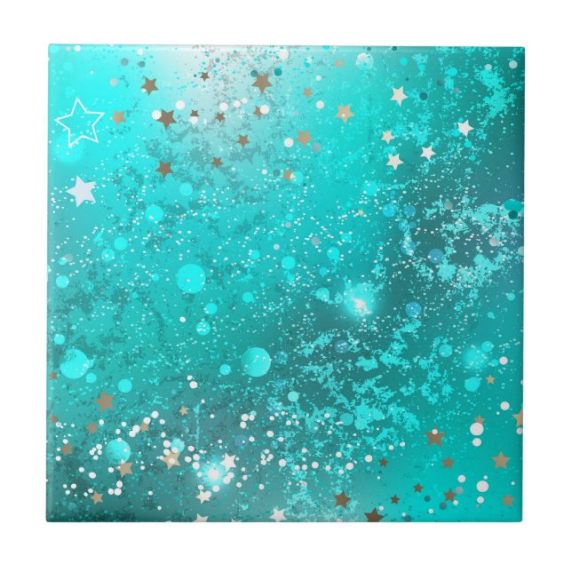 Mint Turcos Foil Background Kakelplatta (Framsidan)