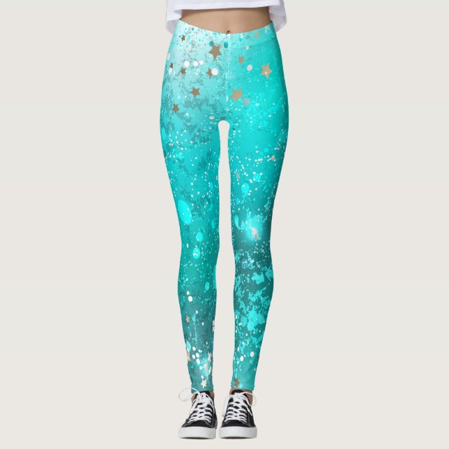 Mint Turcos Foil Background Leggings (Framsida)