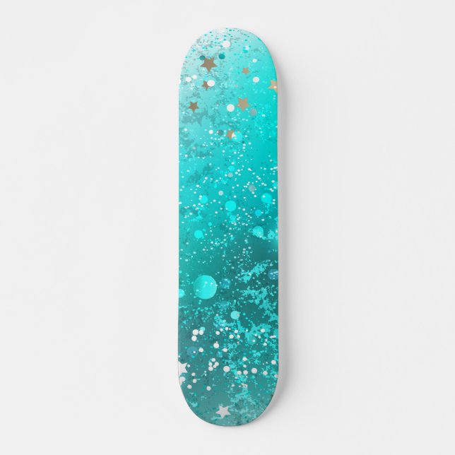 Mint Turcos Foil Background Mini Skateboard Bräda 18,5 Cm (Framsida)