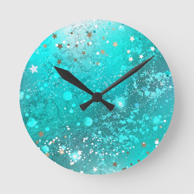 Mint Turcos Foil Background Rund Klocka (Framsida)