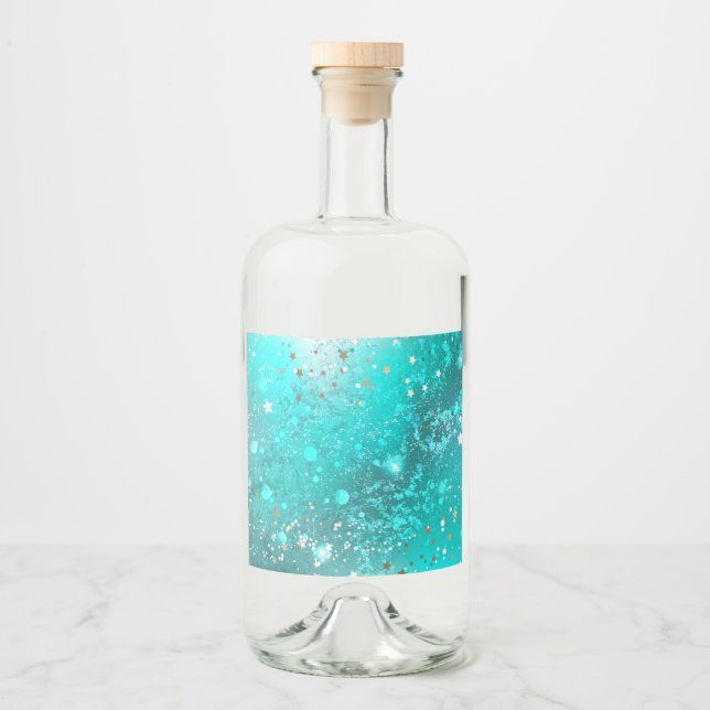 Mint Turcos Foil Background Spritflaskor Etikett (Framsida)