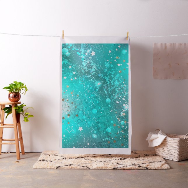Mint Turcos Foil Background Tyg (In Situ)