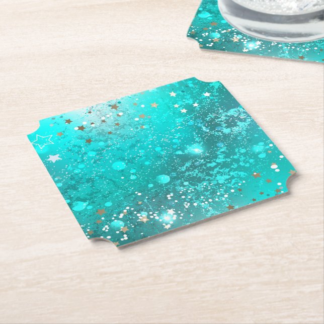 Mint Turcos Foil Background Underlägg Papper (Vinklad)