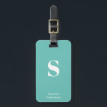 Mint Turcos Grönt Monogram Snyggt Typewriter L Bagagebricka<br><div class="desc">Modern Mint Turcos Grönt Monogram Snyggt Typewriter Luggage Tag för resor och semester,  anpassa den här snyggt säckens märkre med ditt första monogram och namn.</div>