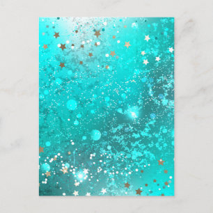 Mint Turquoise Folie Bakgrund Meddelande Vykort