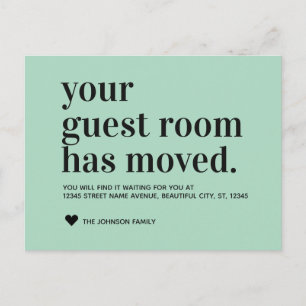 Mint Typography Guest Room Flytta-meddelande Meddelande Vykort