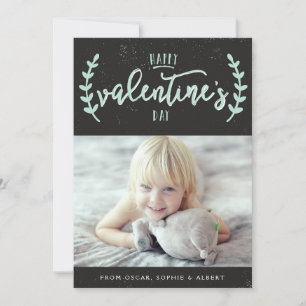 Mint Typography Rustic Chalkboard Valentine Day Julkort