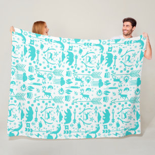 Mint Uggla Bear Hjort Fox Woodland Creator Mönster Fleecefilt