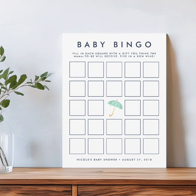 Mint Umbrella | Bingo-spelkort för babyskor Inbjudningar (Skapare uppladdad)