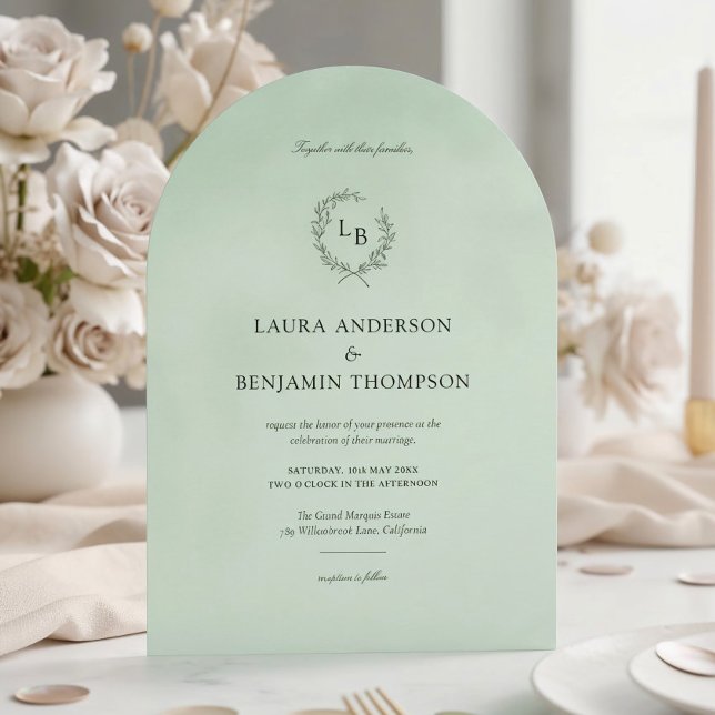 Mint Velvet Struktur Elegant Arch Stil Bröllop Inbjudningar (Skapare uppladdad)
