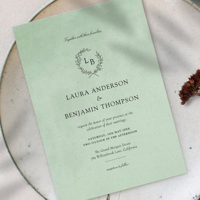 Mint Velvet Struktur Elegant bröllop Inbjudningar (Skapare uppladdad)