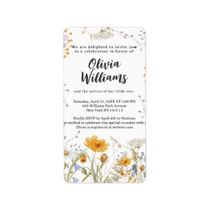Mint vild blomster vårblommande Baby Shower Adressetikett