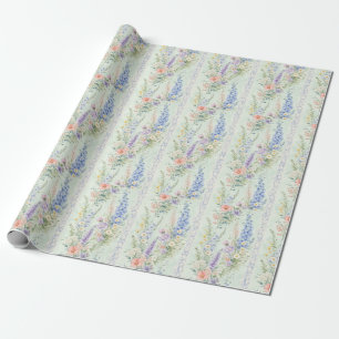 Mint Vilda Blomma Blommig Rand Vattenfärgsspresent Presentpapper