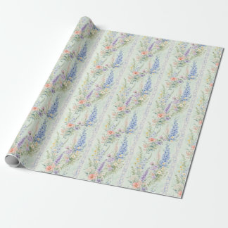 Mint Vilda Blomma Blommig Rand Vattenfärgsspresent Presentpapper