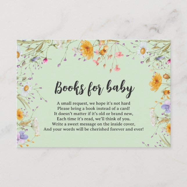 Mint vildblomma vår blommig Bok för bebis Tilläggskort (Framsida)