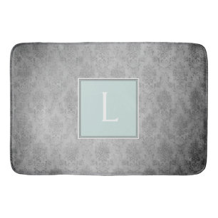 Mint Vintage Damask Monogram Bath Mat Badrumsmatta