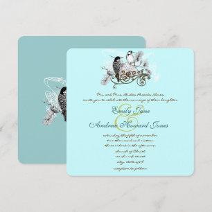 Mint Vintage Lovebird Wedding bjudande Inbjudningar