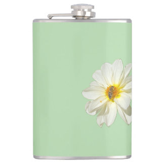 Mint Vit Blomma och Honungsbi Vinyl Omslagen Flask Fickplunta