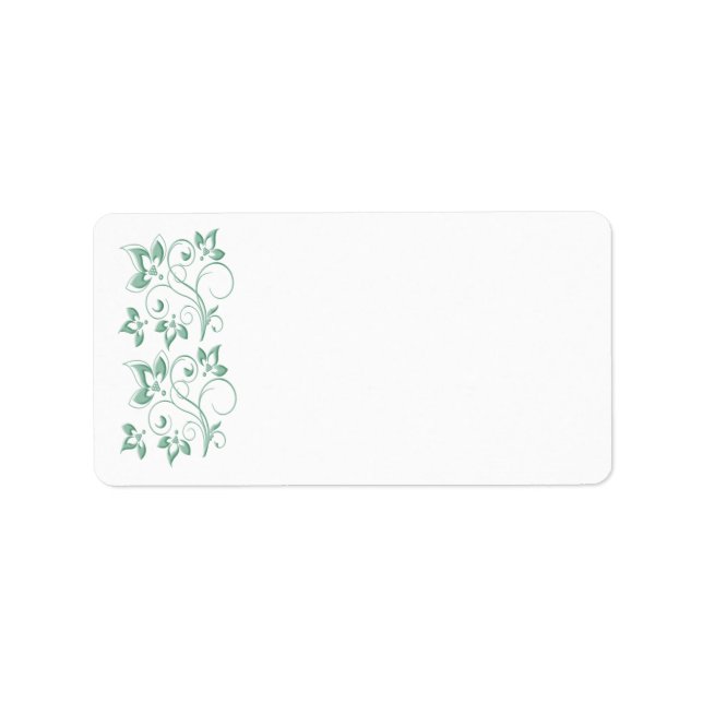 Mint, vit Blommigt Skriv ut hemma-etikett Adressetikett (Framsidan)