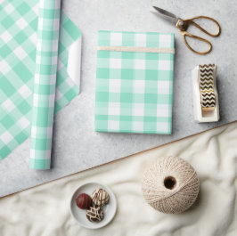 Mint Vit Frisk Sommarbris Rutigt Mönster Presentpapper
