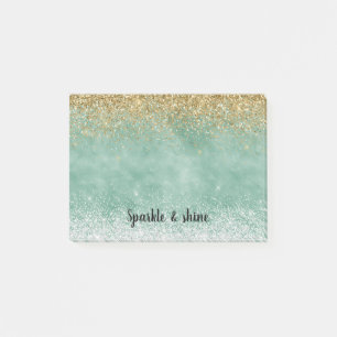 Mint Vit Glam Guld Glitter Glans Post-it Block