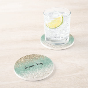 Mint Vit Glam Guld Glitter Glans Underlägg