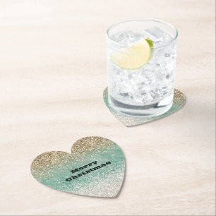 Mint Vit Glam Guld Glitter Gnistrande Underlägg Papper